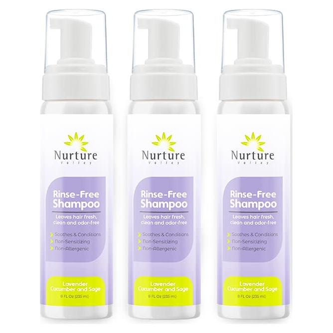 Champú Sin Enjuague Nurture Valley - 3 Botellas 240ml - Lavanda Pepino Salvia