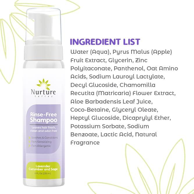 Champú Sin Enjuague Nurture Valley - 3 Botellas 240ml - Lavanda Pepino Salvia