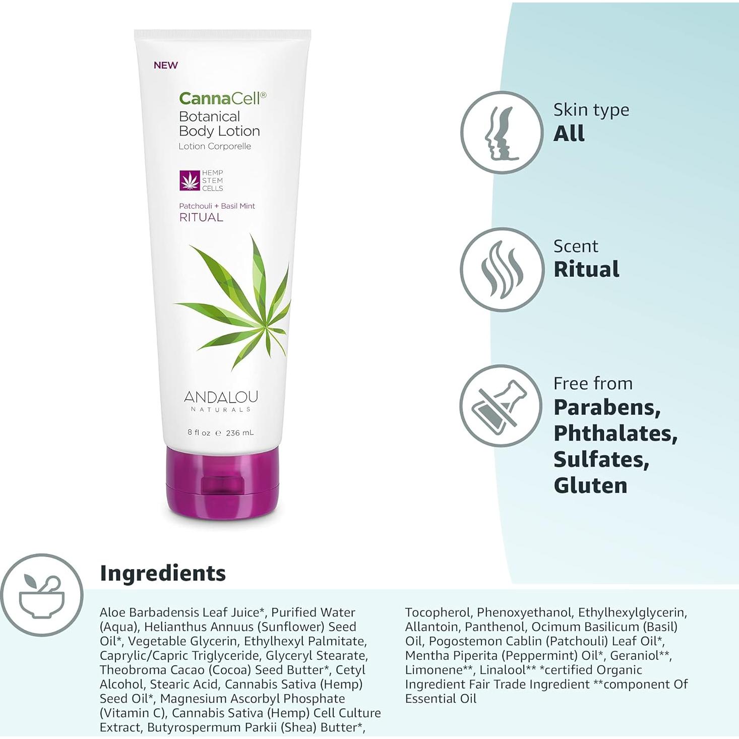 Loción Corporal Andalou Naturals CannaCell 236.6 ml