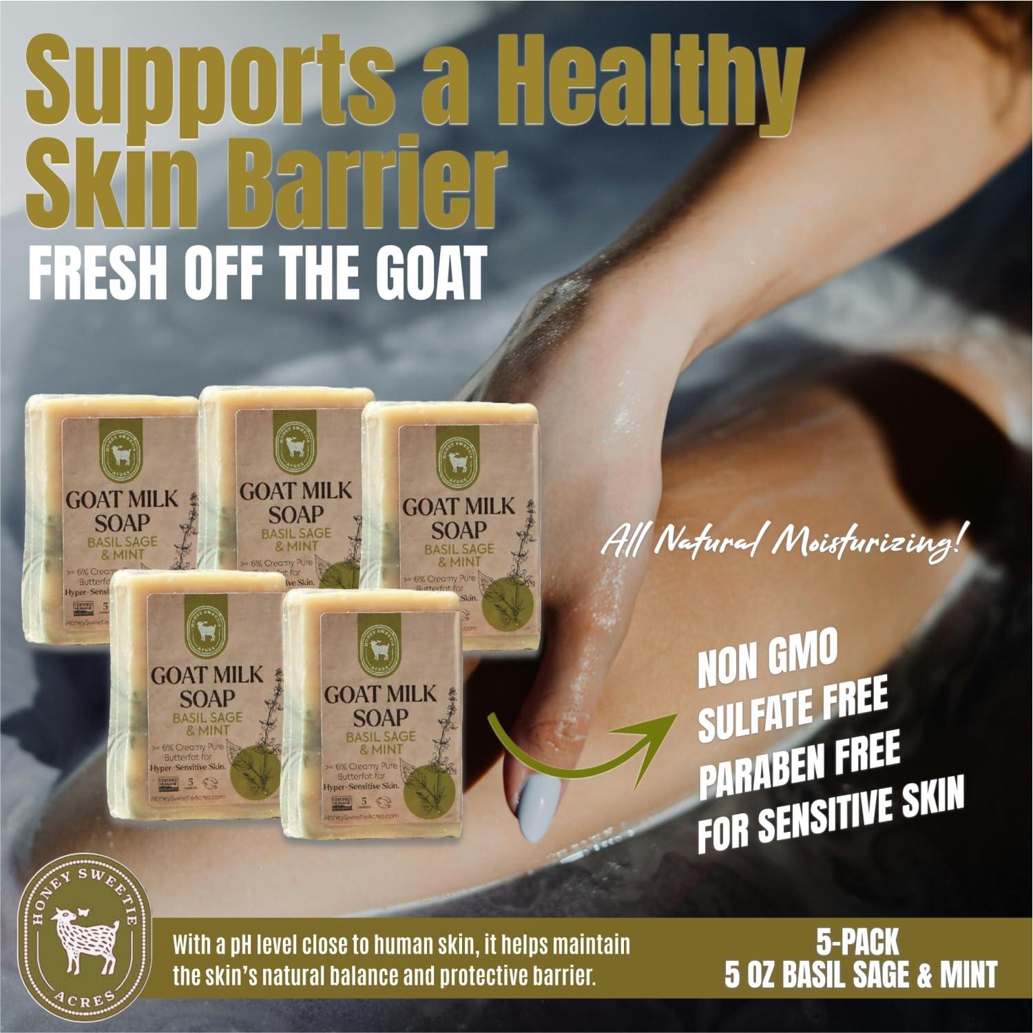 Jabón de Leche de Cabra Honey Sweetie Acres 5 oz Albahaca Salvia Menta