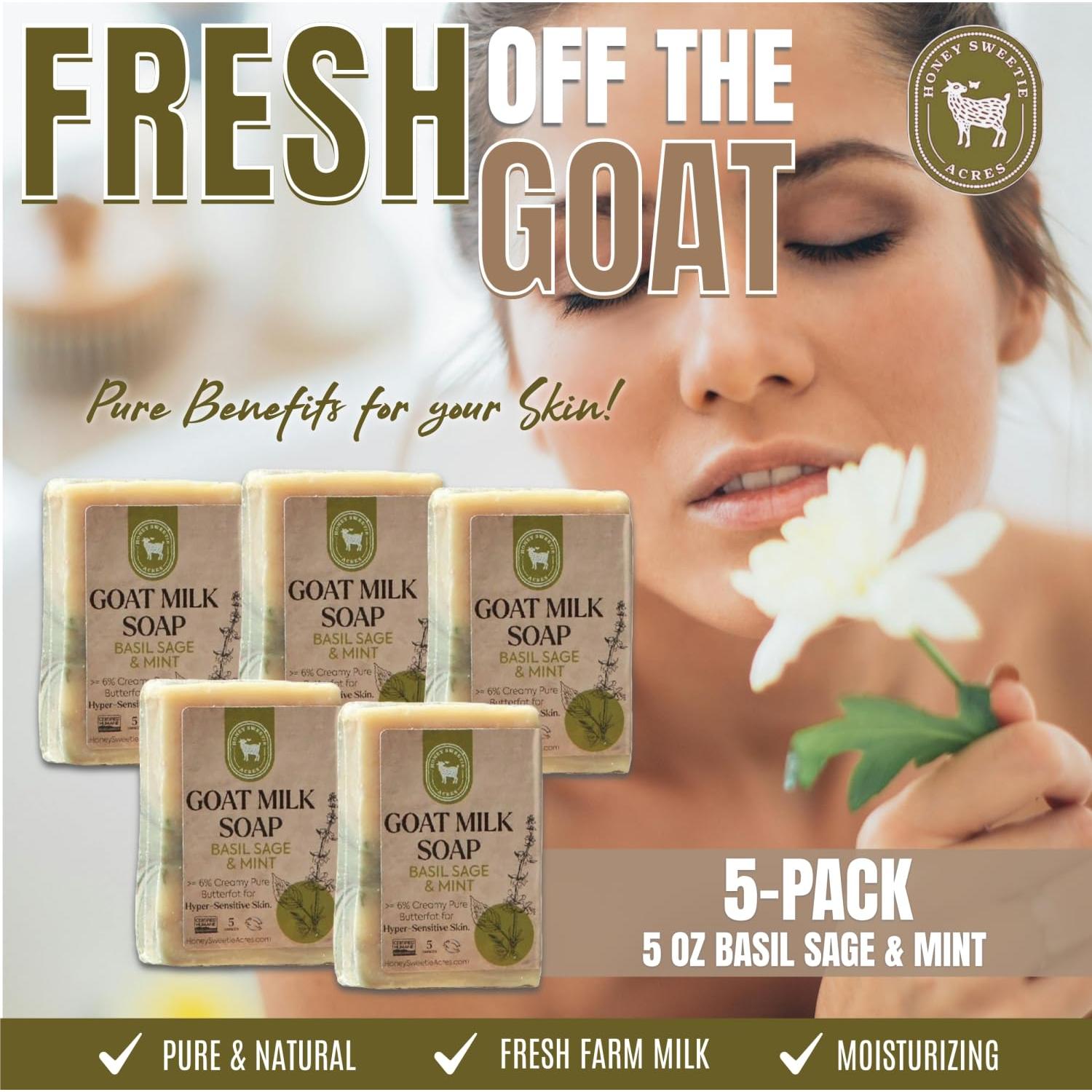 Jabón de Leche de Cabra Honey Sweetie Acres 5 oz Albahaca Salvia Menta