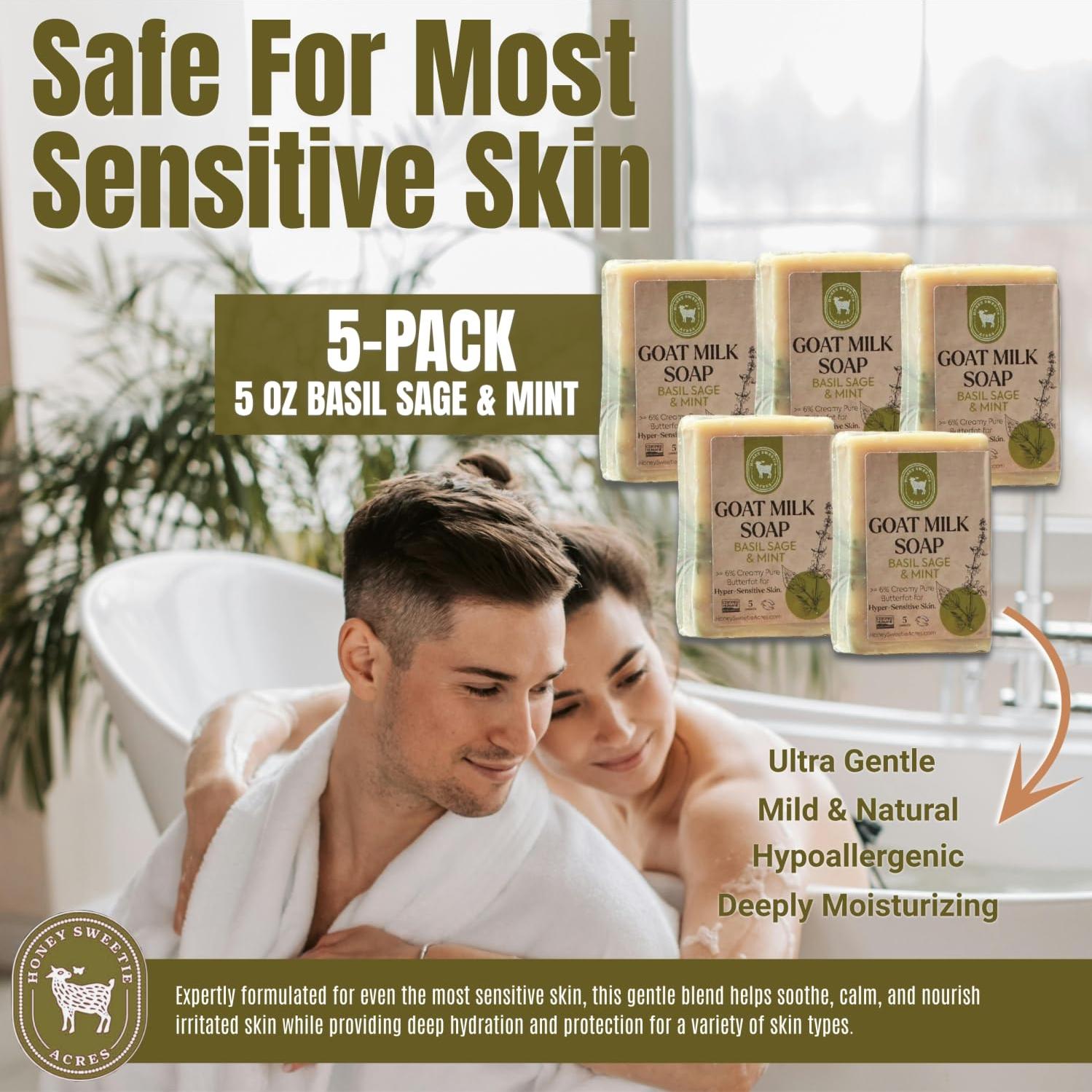 Jabón de Leche de Cabra Honey Sweetie Acres 5 oz Albahaca Salvia Menta
