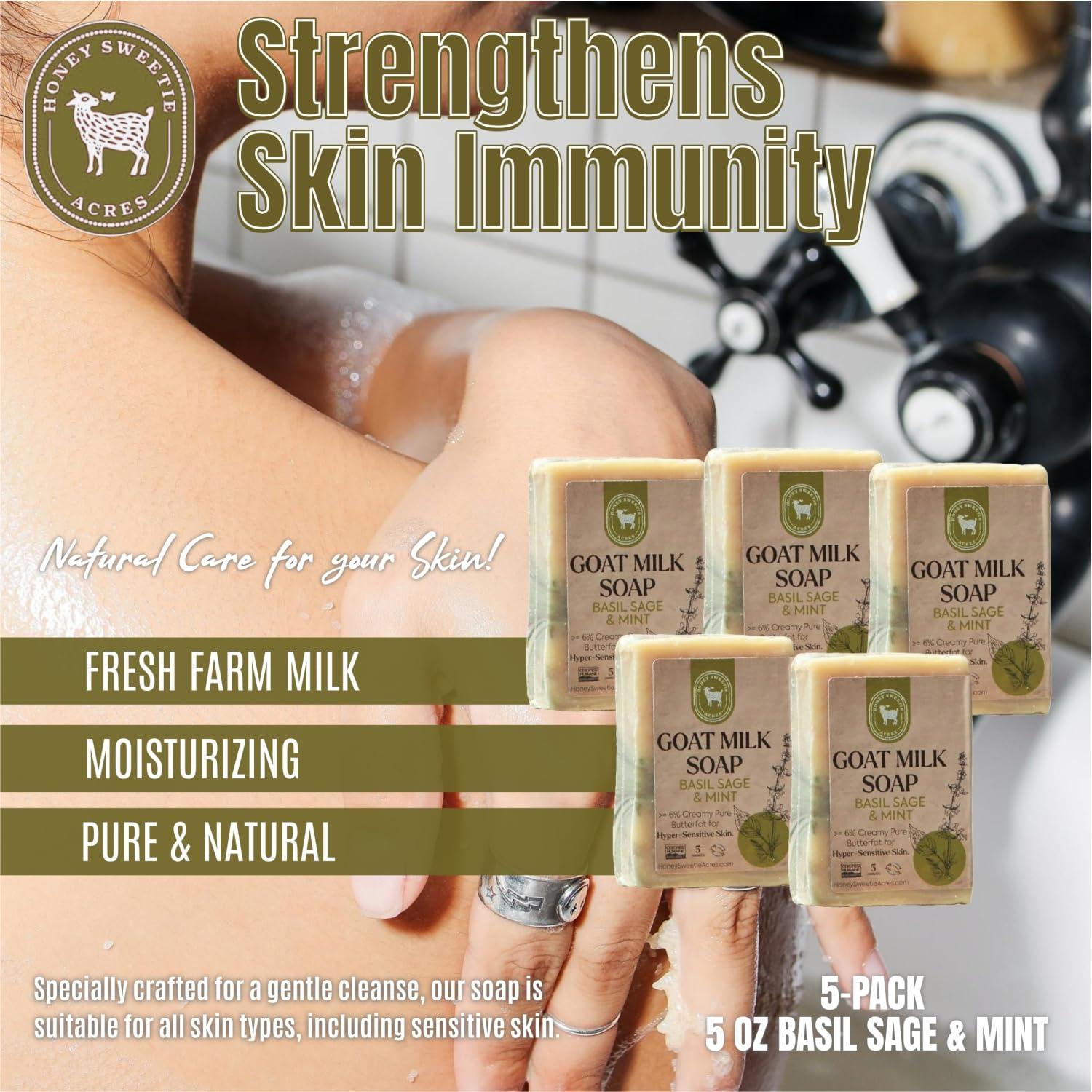 Jabón de Leche de Cabra Honey Sweetie Acres 5 oz Albahaca Salvia Menta