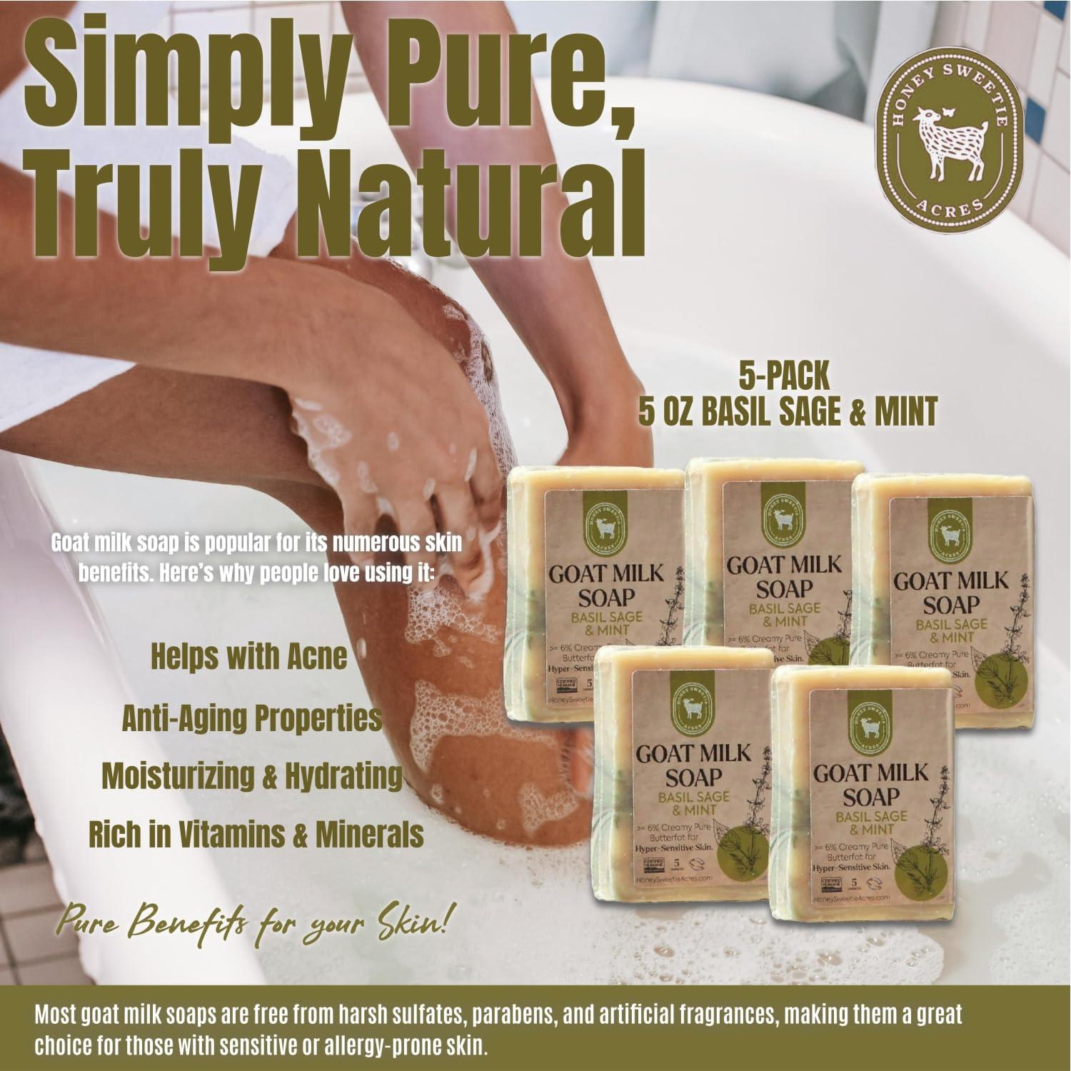 Jabón de Leche de Cabra Honey Sweetie Acres 5 oz Albahaca Salvia Menta