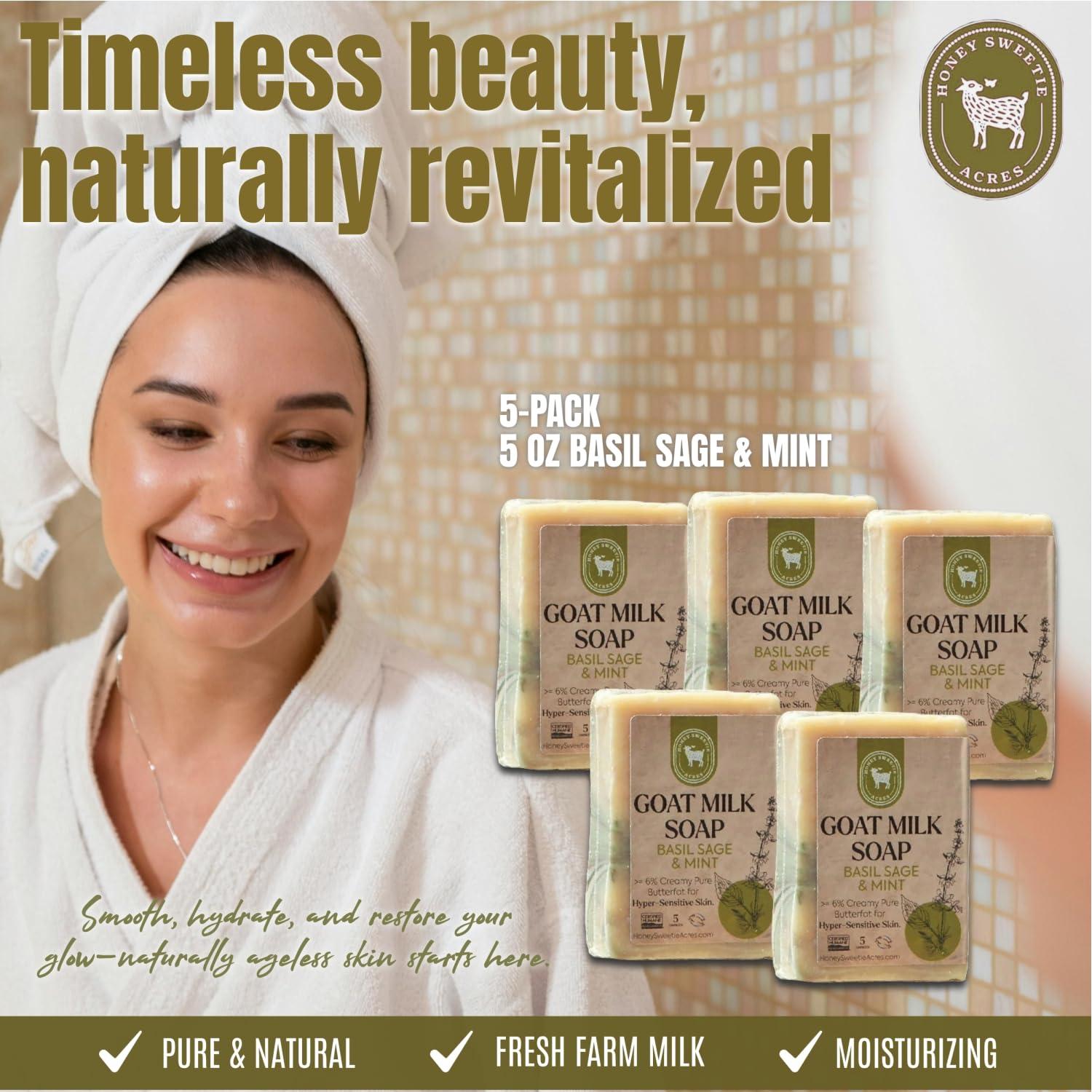 Jabón de Leche de Cabra Honey Sweetie Acres 5 oz Albahaca Salvia Menta