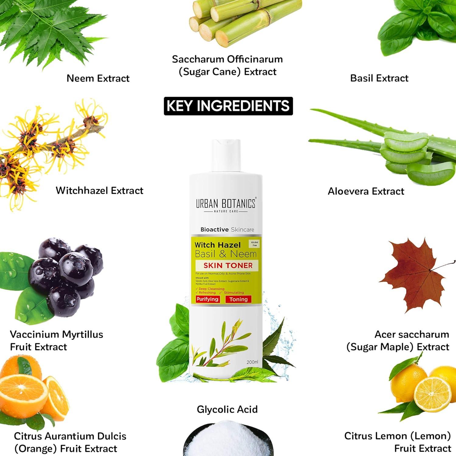 Tónico Facial Sin Alcohol Urban Botanics 200ml - Piel Grasa y Acné