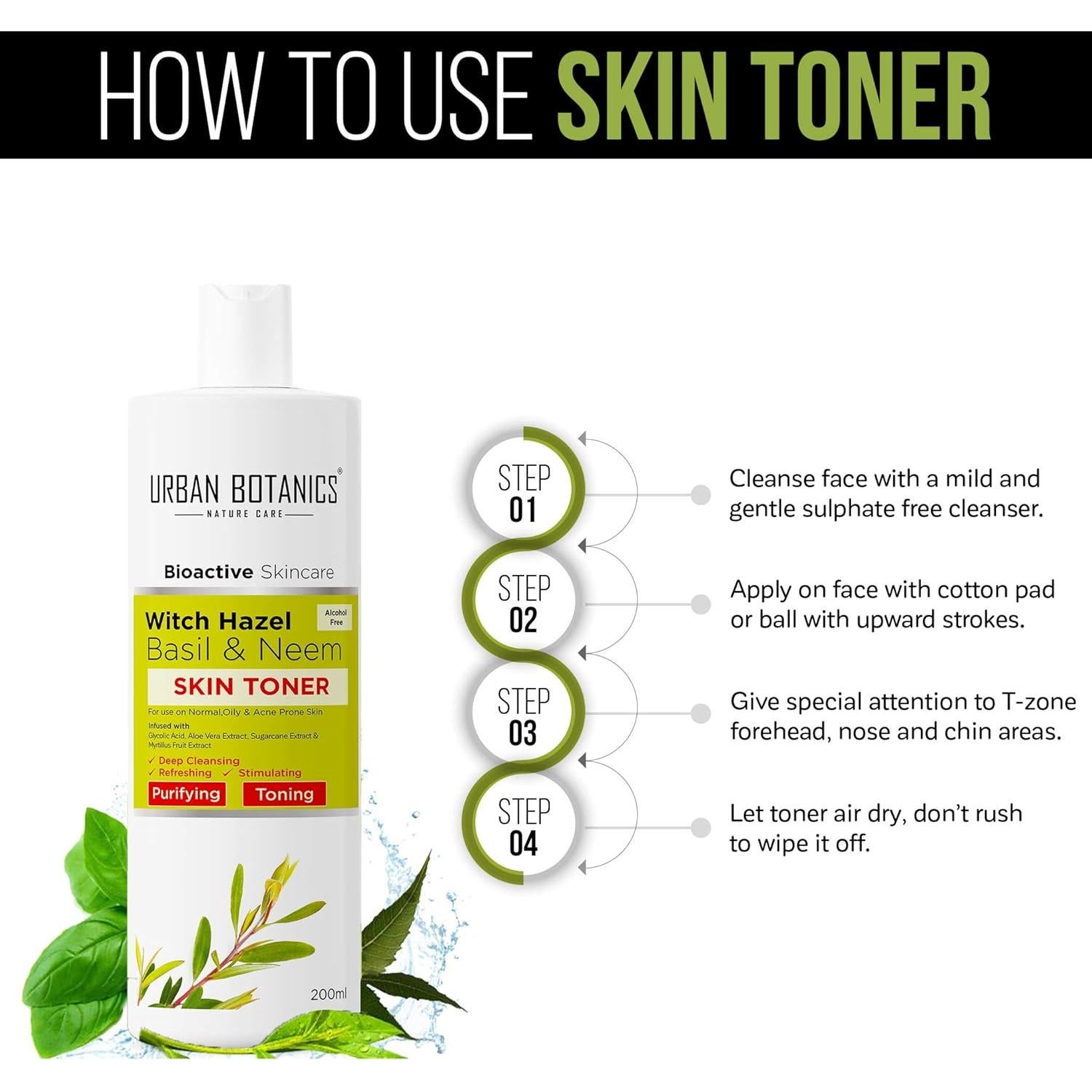 Tónico Facial Sin Alcohol Urban Botanics 200ml - Piel Grasa y Acné