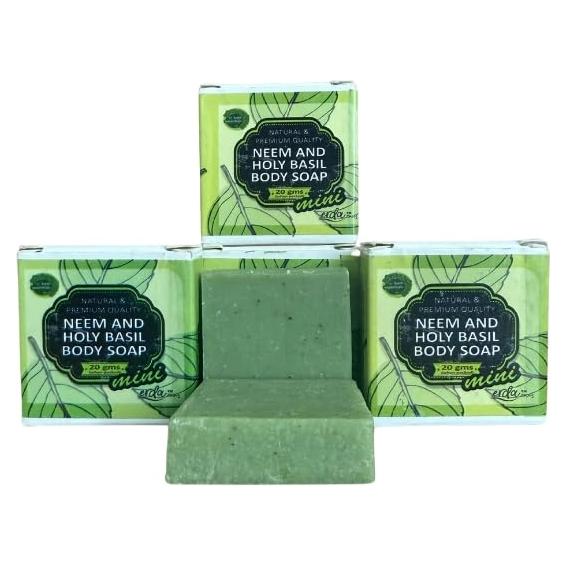 Set de 4 Jabones Naturales Hechos a Mano - Neem y Albahaca Sagrada