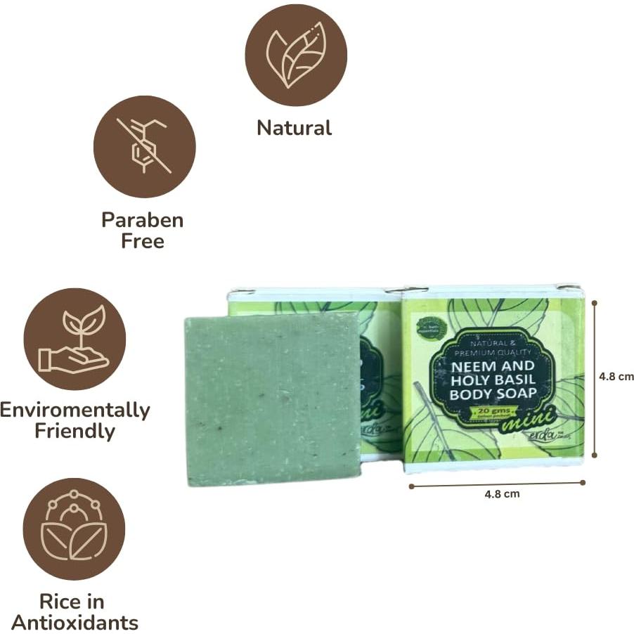 Set de 4 Jabones Naturales Hechos a Mano - Neem y Albahaca Sagrada