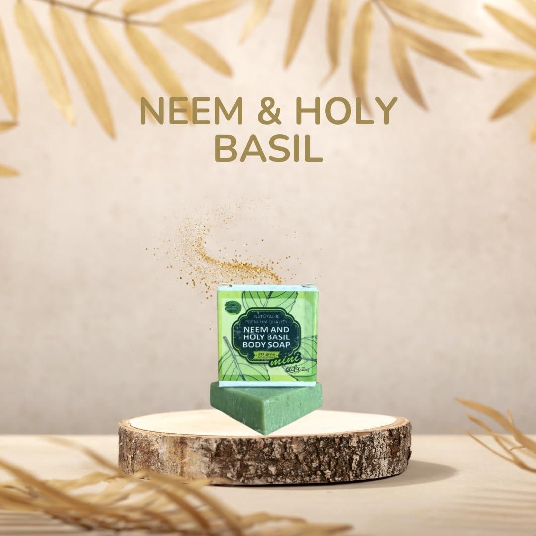 Set de 4 Jabones Naturales Hechos a Mano - Neem y Albahaca Sagrada