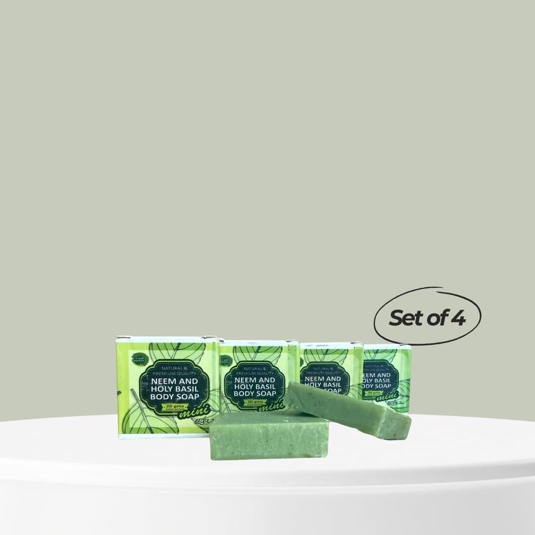 Set de 4 Jabones Naturales Hechos a Mano - Neem y Albahaca Sagrada