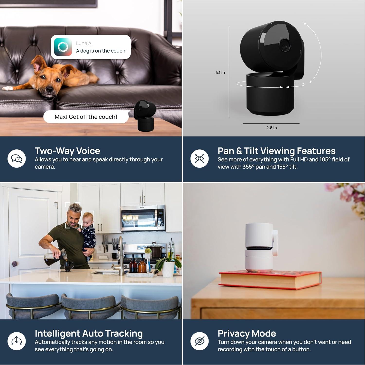 Cámara de Seguridad Luna Home Eye 360° AI Wi-Fi Negro