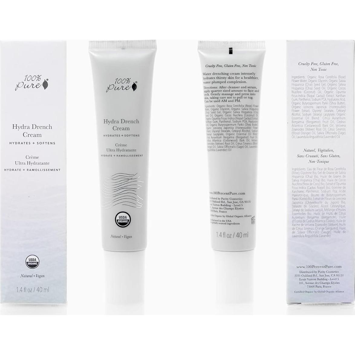 Crema Hidratante Facial 100% PURO Hydra Drench 50g