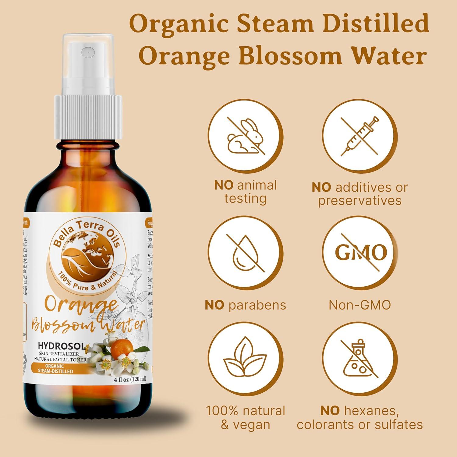 Agua de Neroli Orgánica Bella Terra 118ml - Hidrosol Refrescante