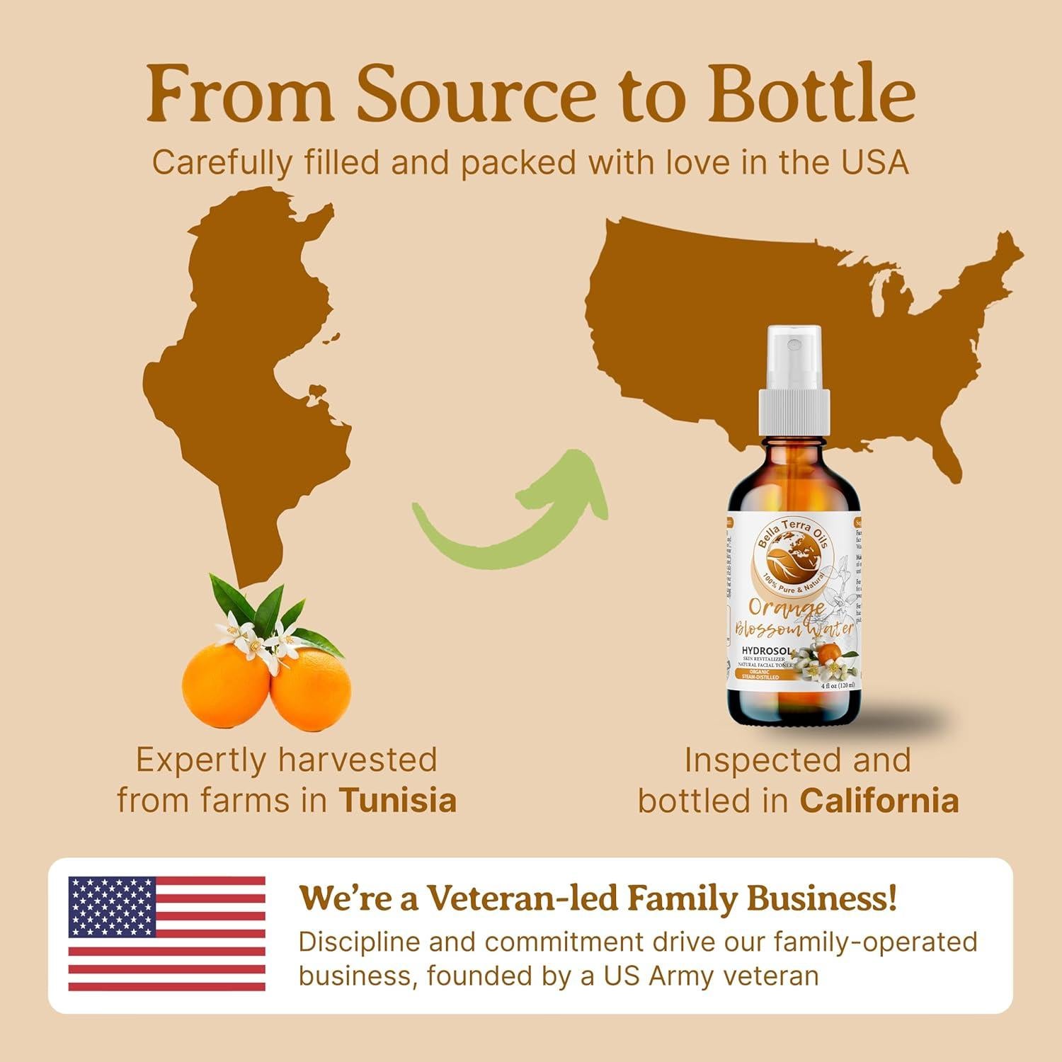 Agua de Neroli Orgánica Bella Terra 118ml - Hidrosol Refrescante