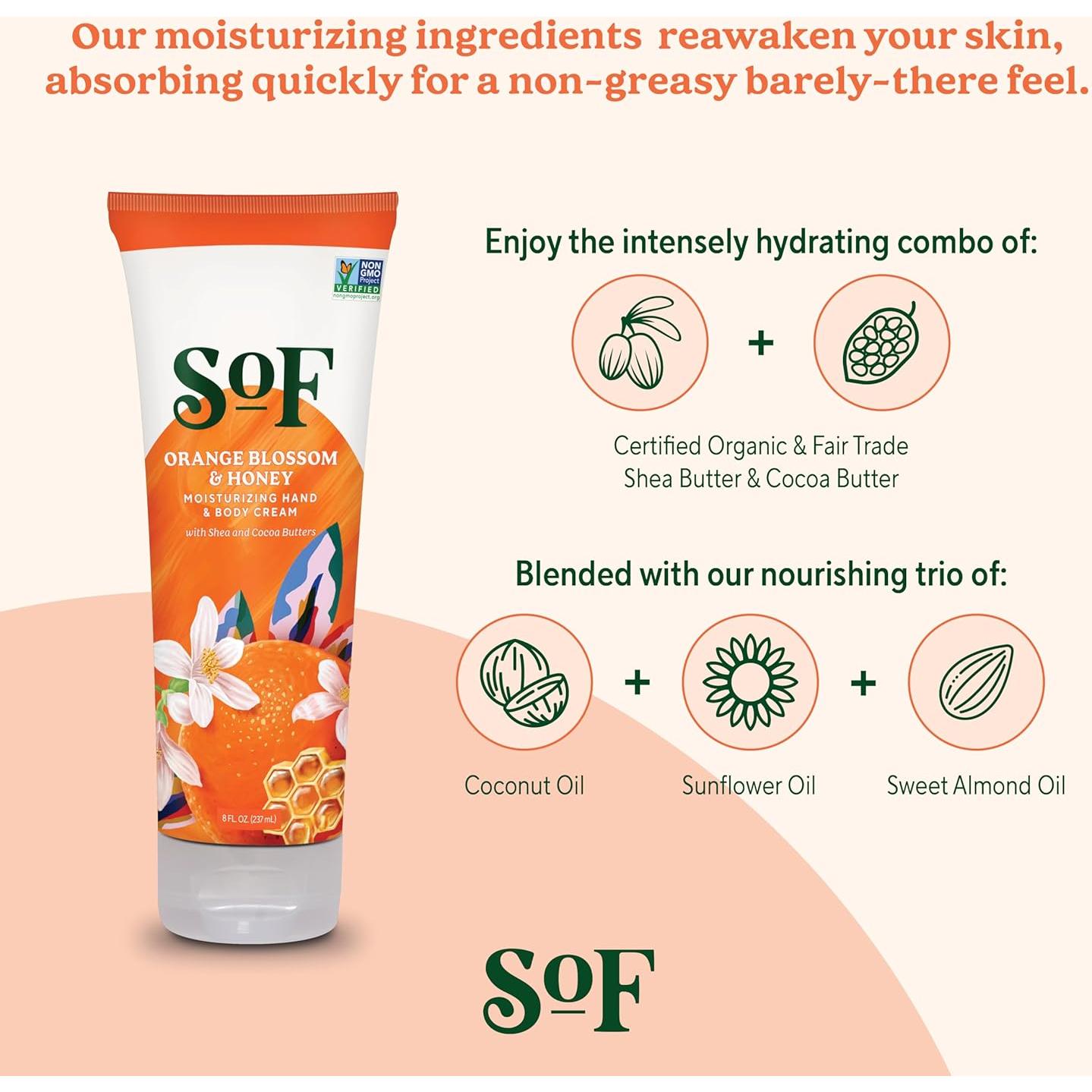 Crema Hidratante SoF 236.6 ml - Manteca de Karité y Cacao Orgánico