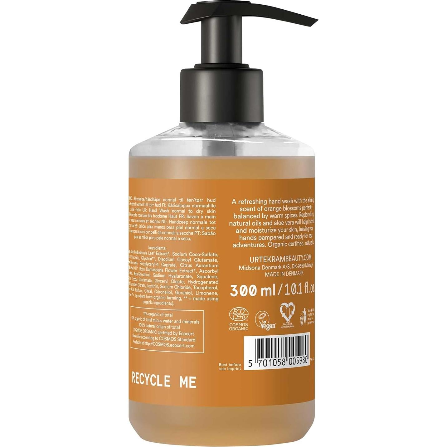 Jabón de Manos Urtekram 300 ml Vegano Flor de Naranja