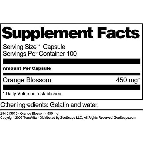 Flor de Naranjo 450 mg TerraVita 100 Cápsulas Sin Rellenos