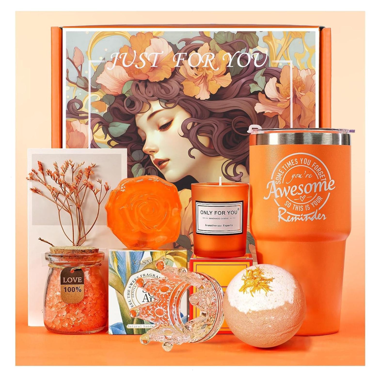 Set de Regalo de Cuidado Personal EOMEOH con Taza Naranja 7 Piezas