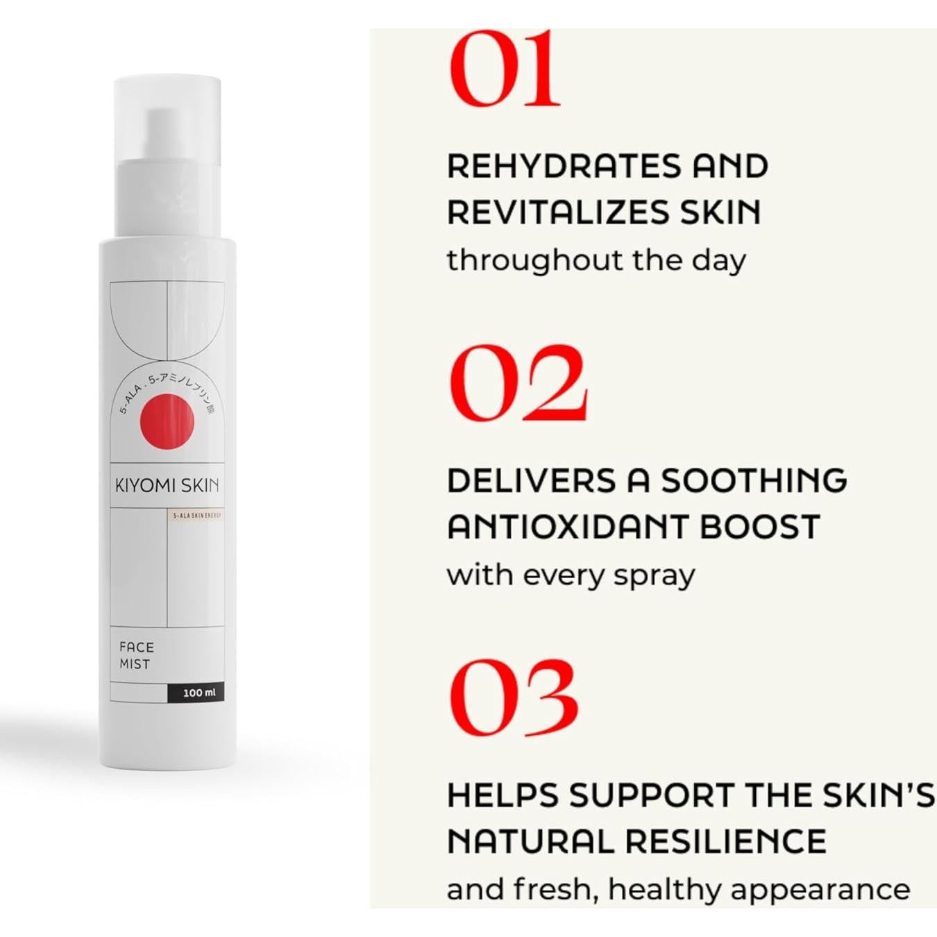 Spray Hidratante KIYOMI SKIN 5-ALA y Ácido Hialurónico 308g