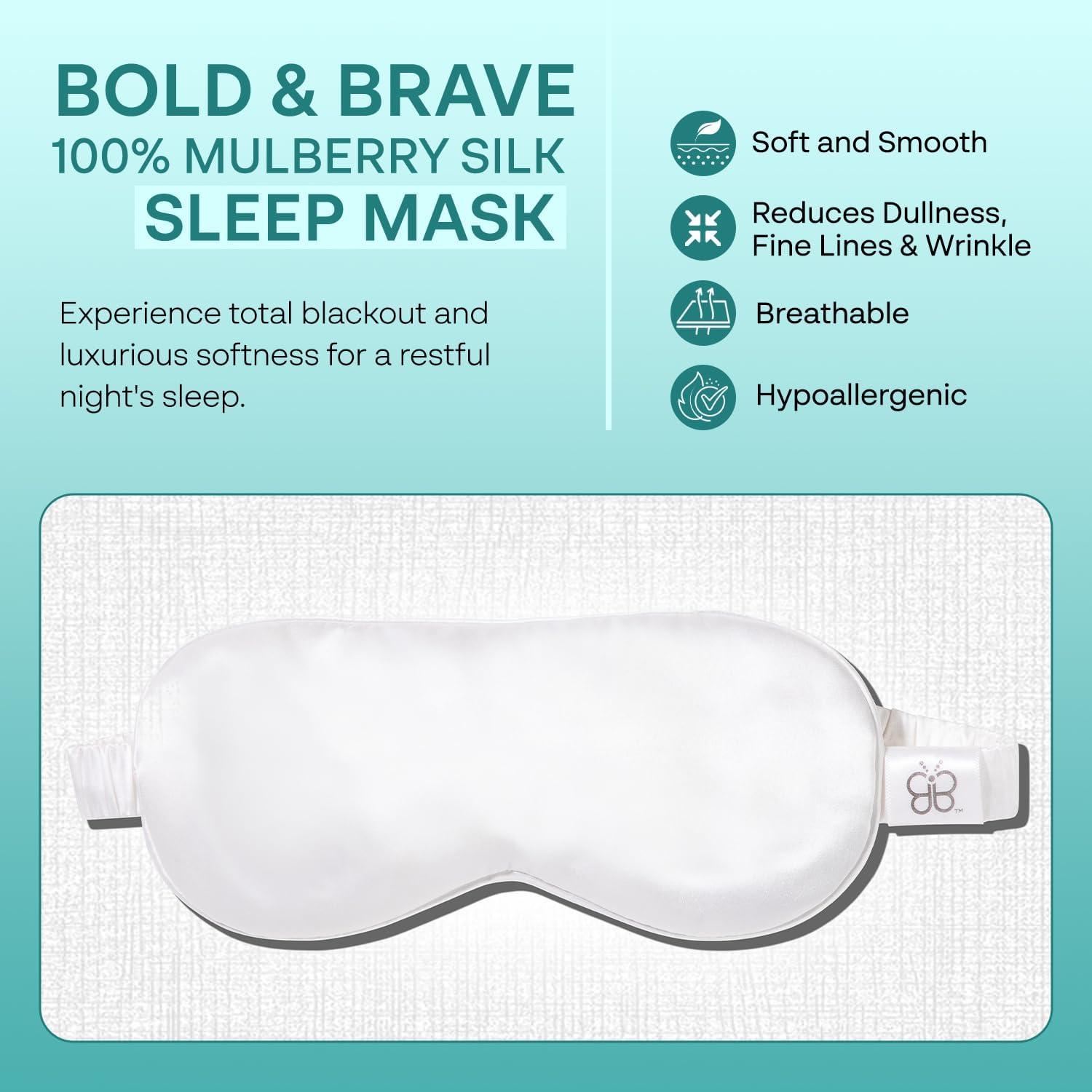 Máscara de Sueño 100% Seda de Morera Bold & Brave - Ligera y Suave