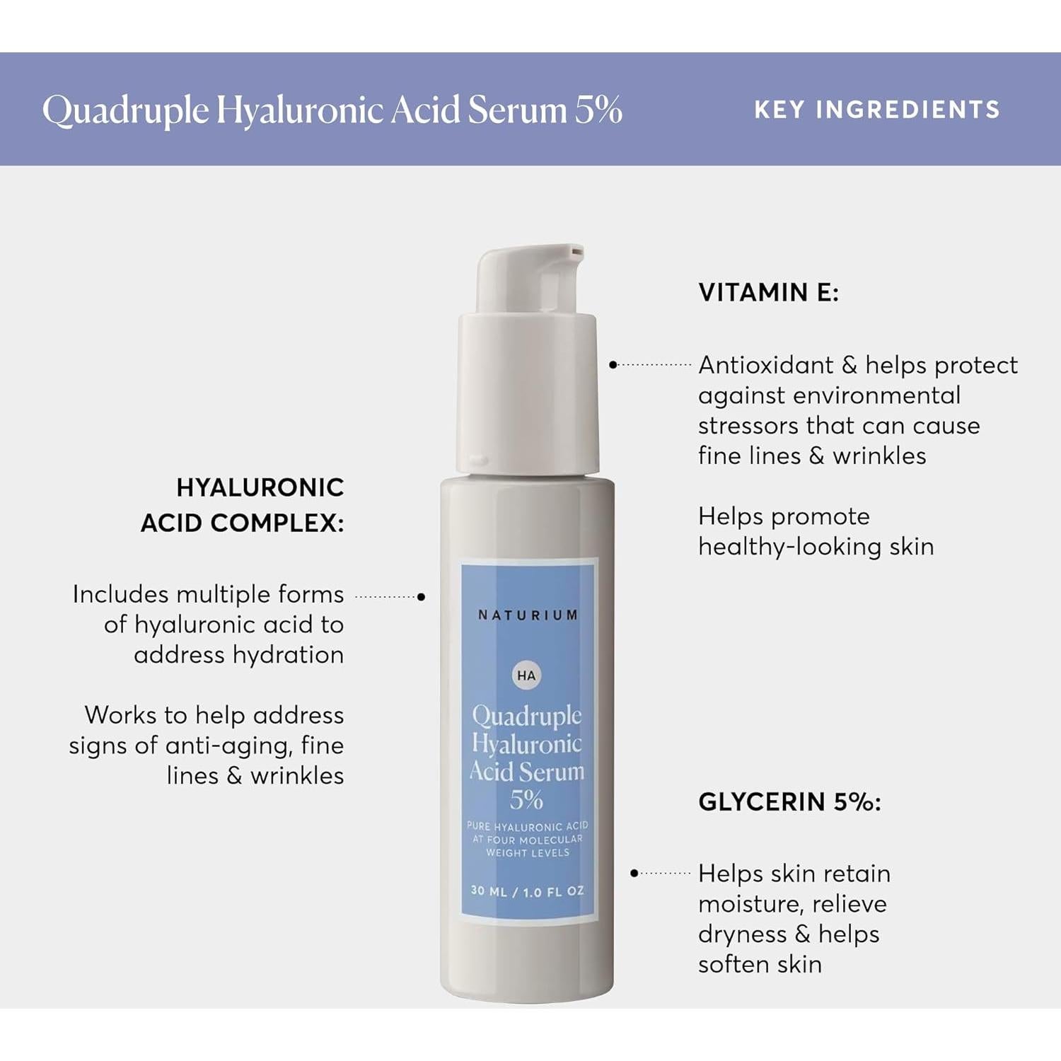 Suero de Ácido Hialurónico Cuádruple Naturium 28.35 g - Hidratante Antienvejecimiento