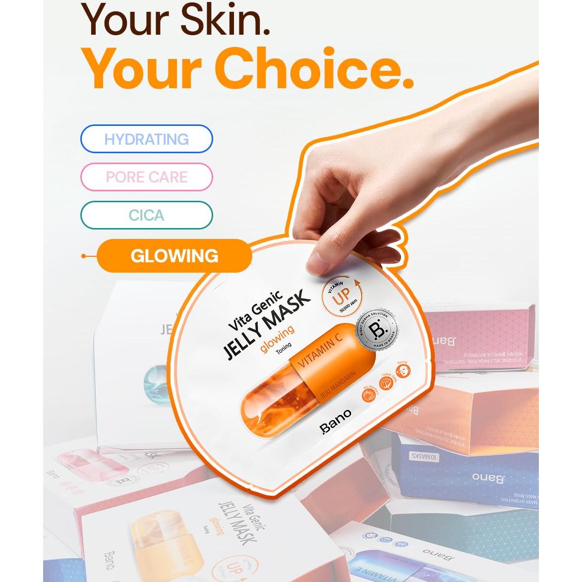 Mascarilla Facial Gelatina BANO 10 Unidades Hidratante Piel Sensible