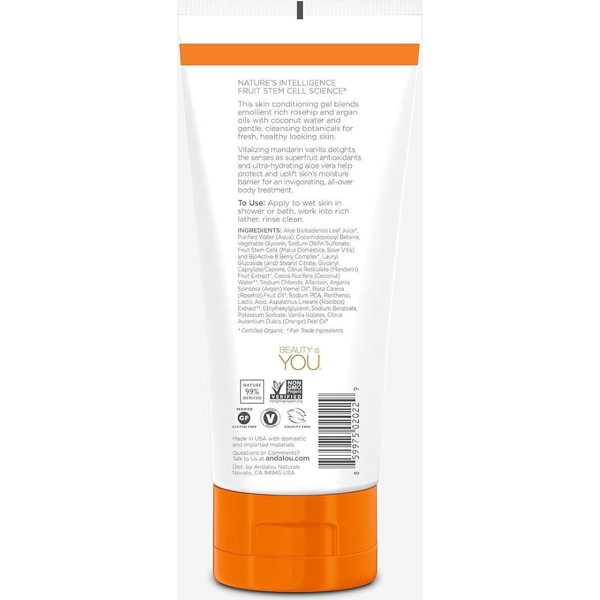 Gel de Ducha Vitalizante Andalou Naturals 240 ml Mandarina Vainilla