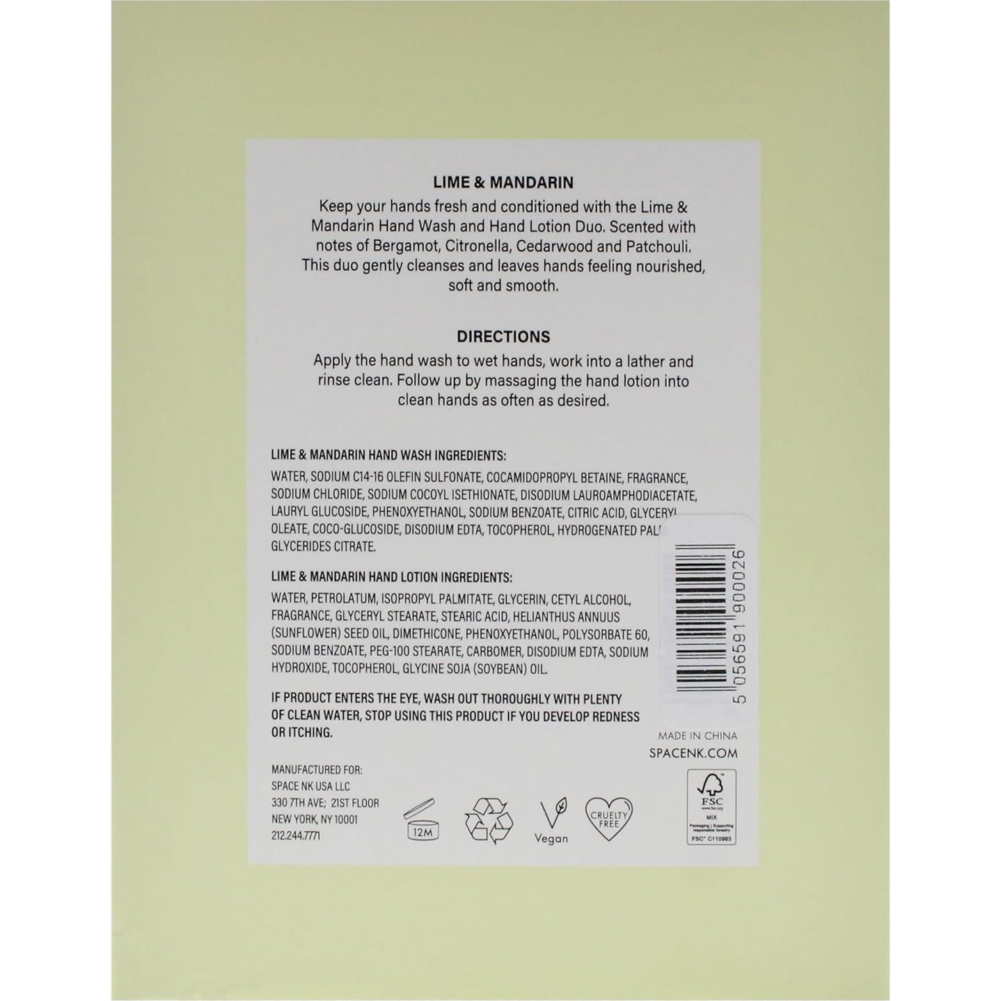Dúo de Cuidado de Manos SpaceNK - Lima y Mandarina 335ml