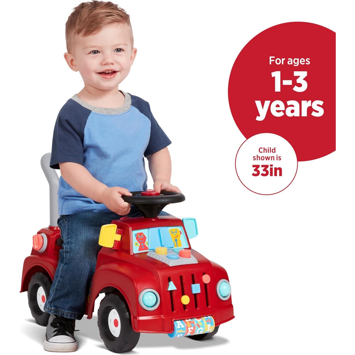 Radio Flyer Tinker Truck with Lights & Sounds, Toddler Ride On Toy, for Ages 1-3, Red, Large