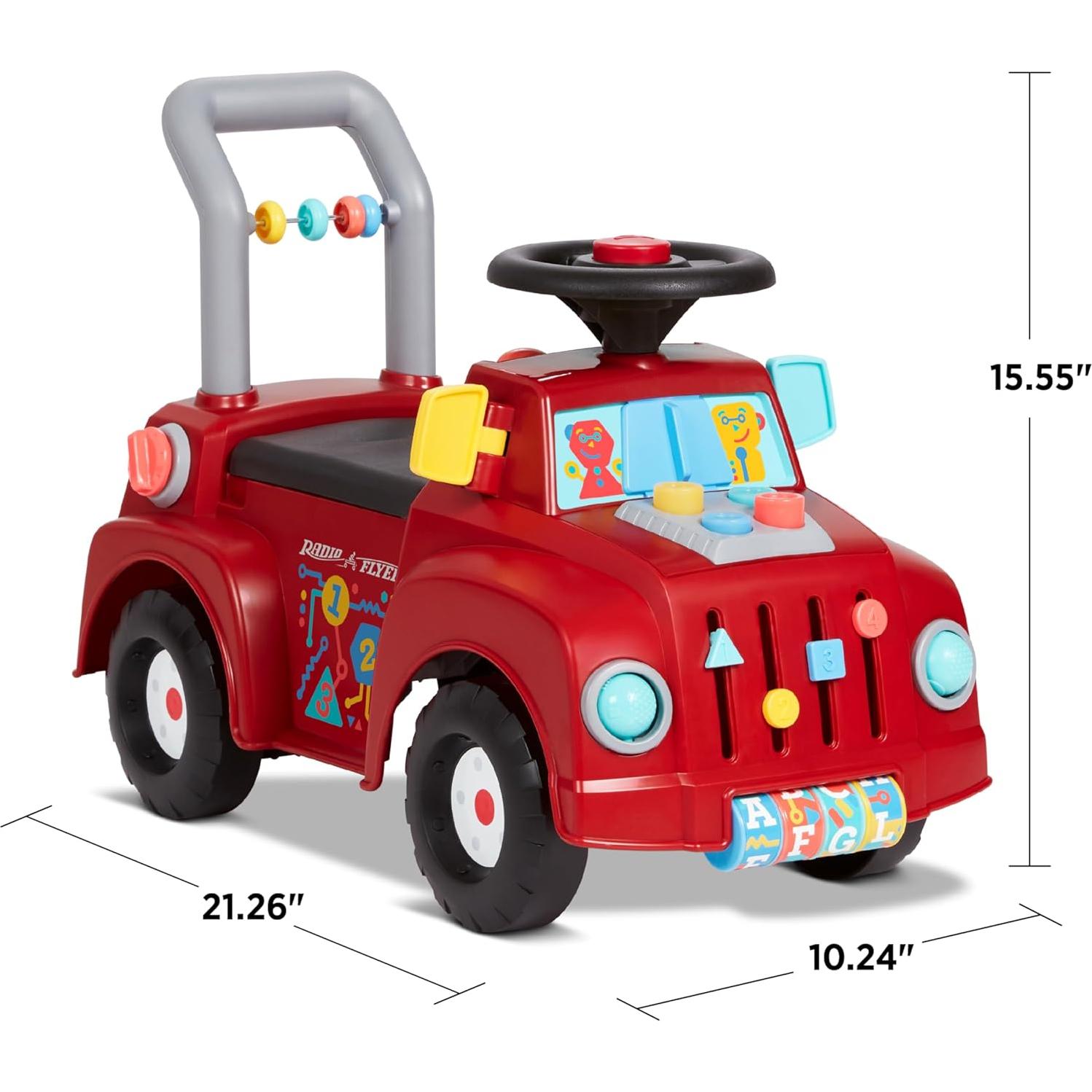 Radio Flyer Tinker Truck with Lights & Sounds, Toddler Ride On Toy, for Ages 1-3, Red, Large