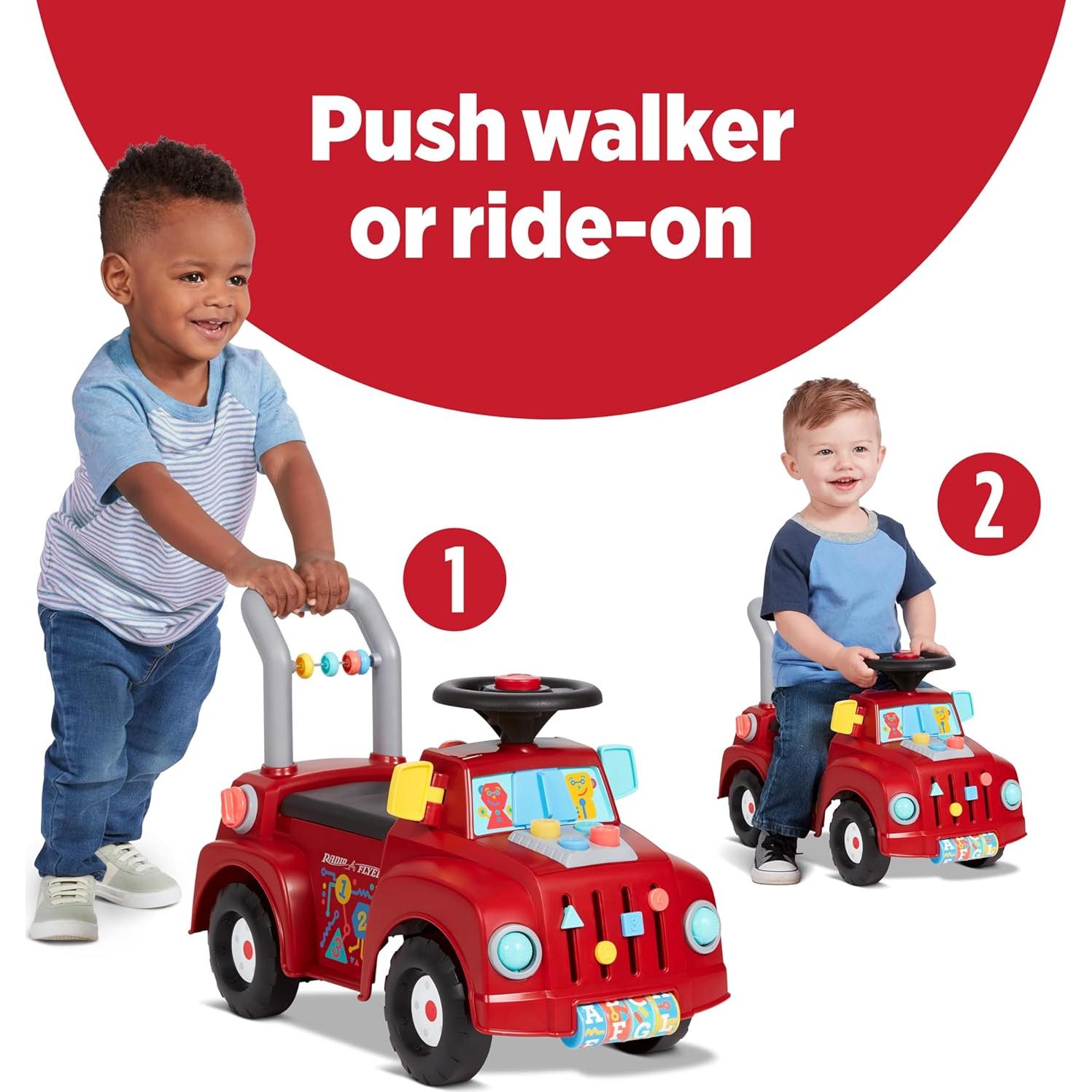 Radio Flyer Tinker Truck with Lights & Sounds, Toddler Ride On Toy, for Ages 1-3, Red, Large