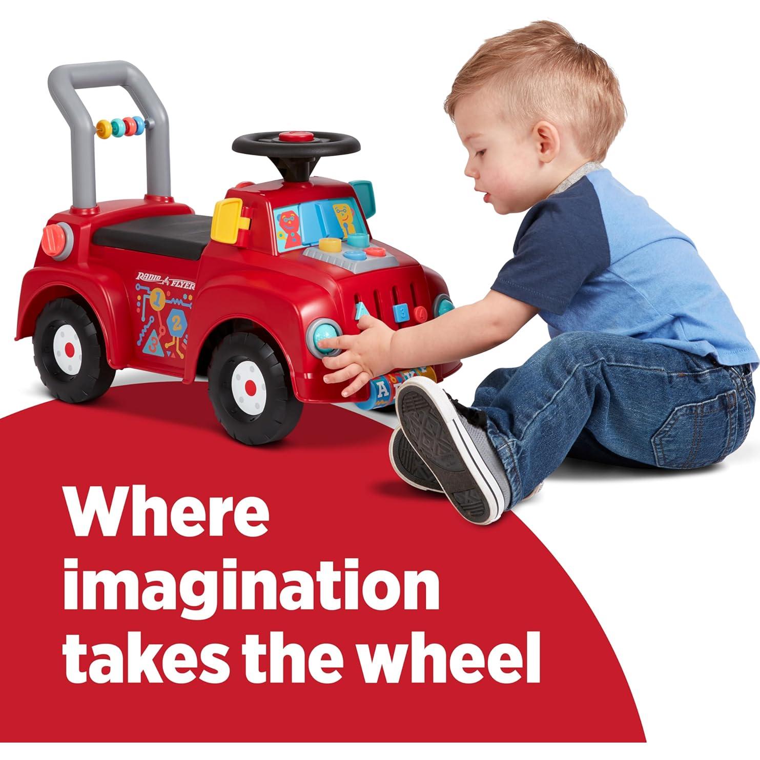 Radio Flyer Tinker Truck with Lights & Sounds, Toddler Ride On Toy, for Ages 1-3, Red, Large
