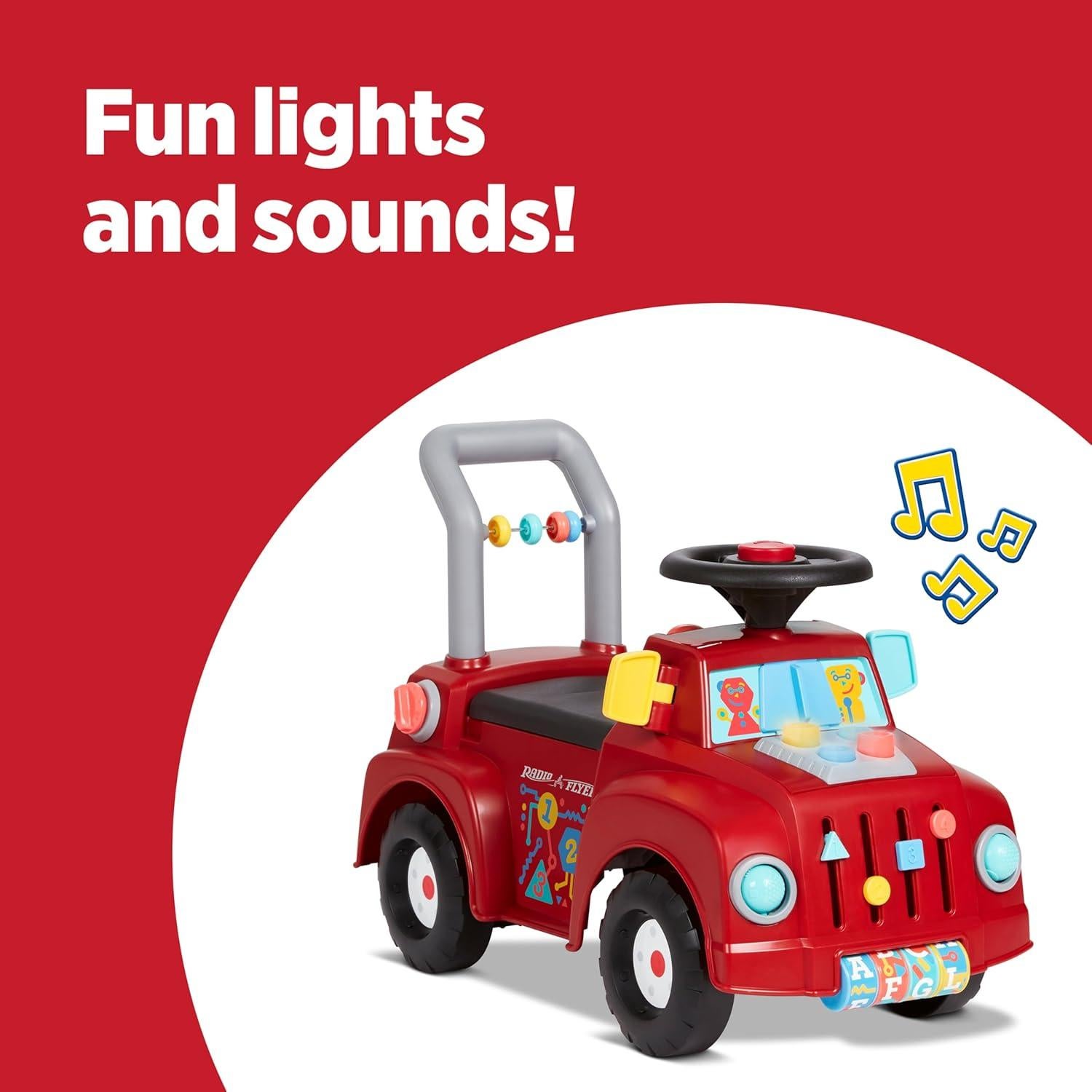 Radio Flyer Tinker Truck with Lights & Sounds, Toddler Ride On Toy, for Ages 1-3, Red, Large