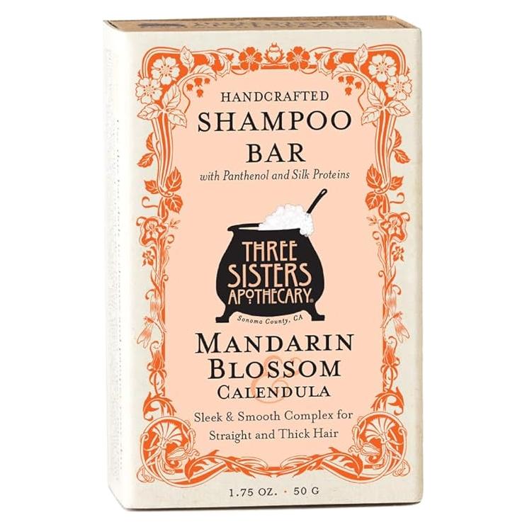 Barra de Champú Sólida Natural Three Sisters 49.6g - Mandarina y Caléndula