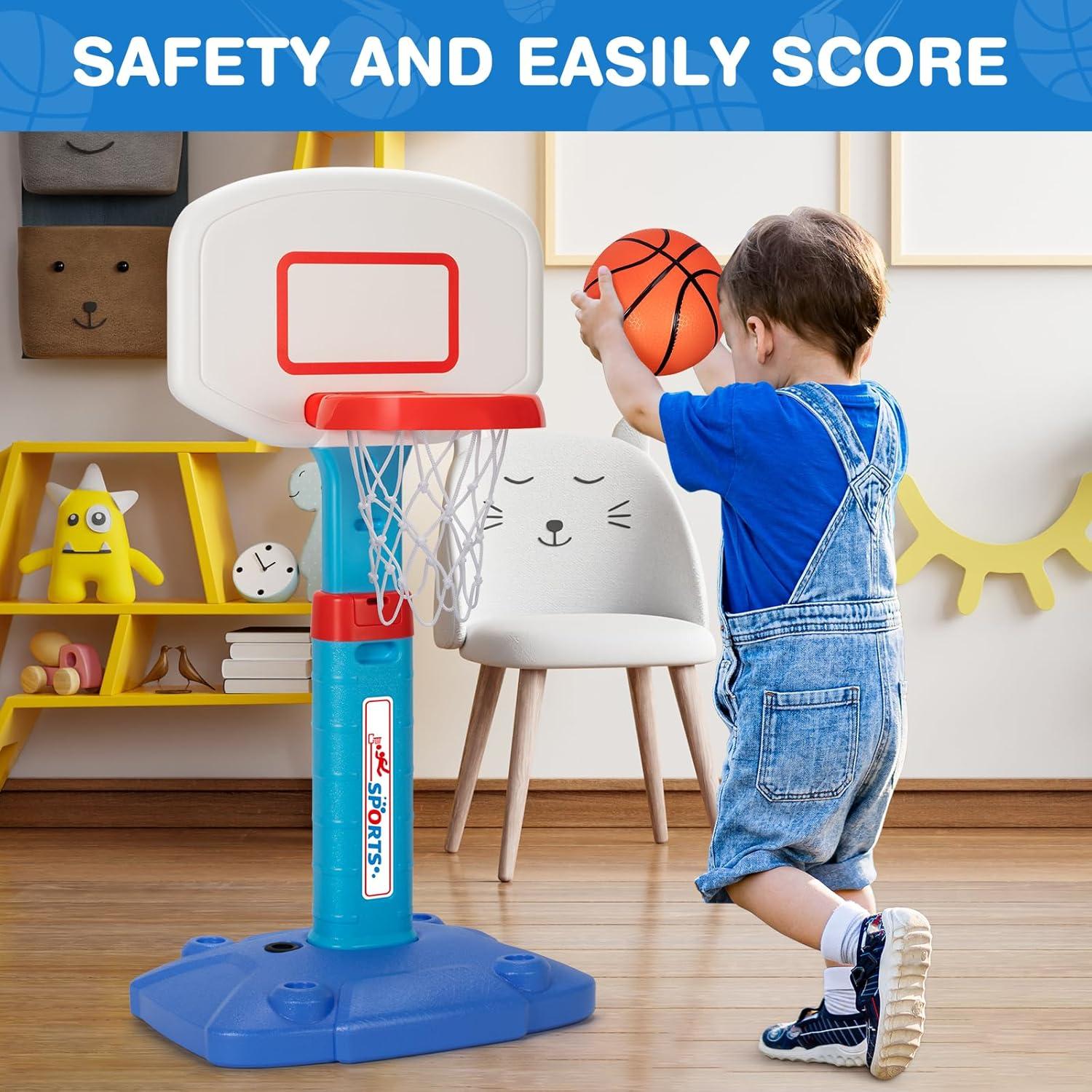 Aro de Baloncesto Mini LACCHOUFEE Ajustable para Niños - Azul