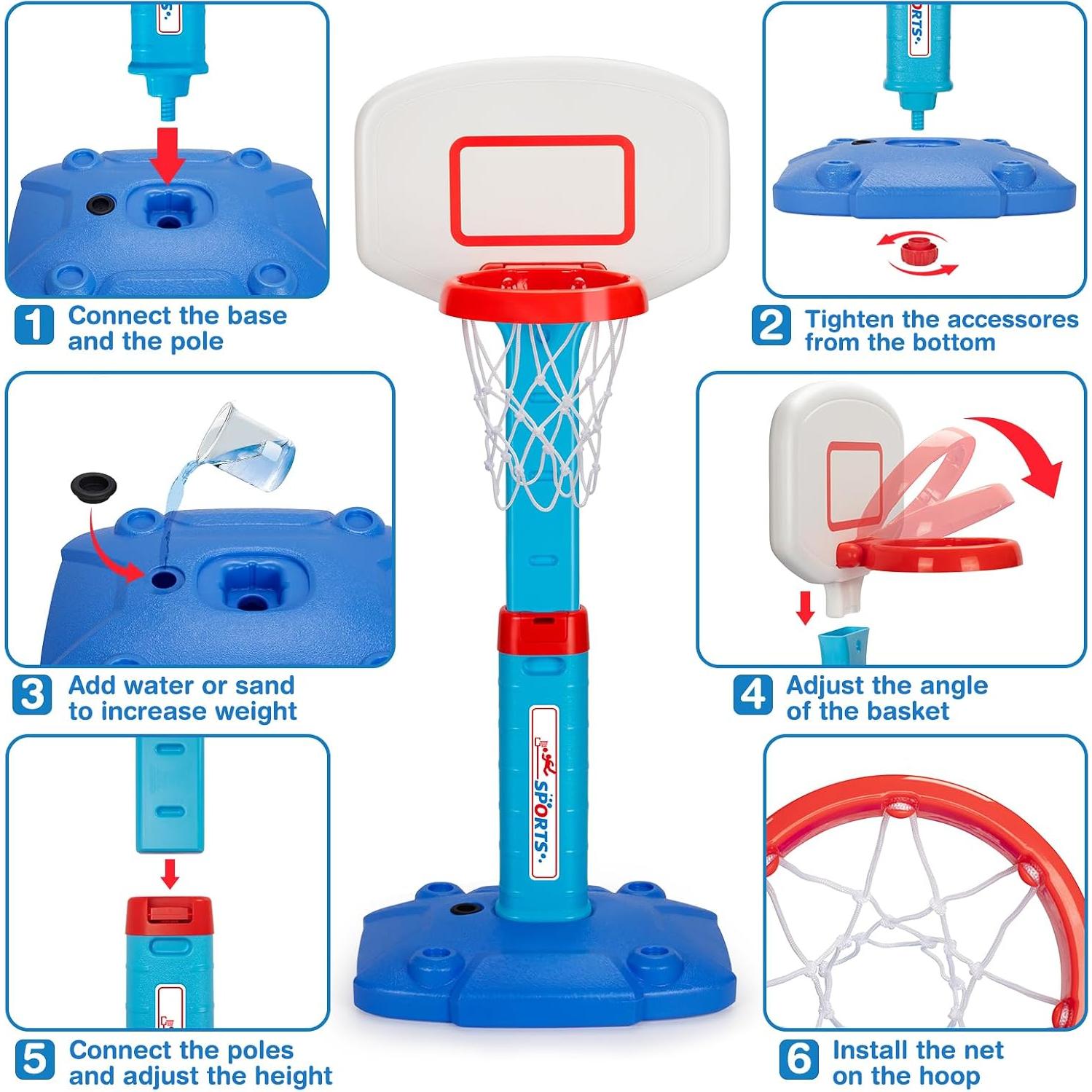 Aro de Baloncesto Mini LACCHOUFEE Ajustable para Niños - Azul