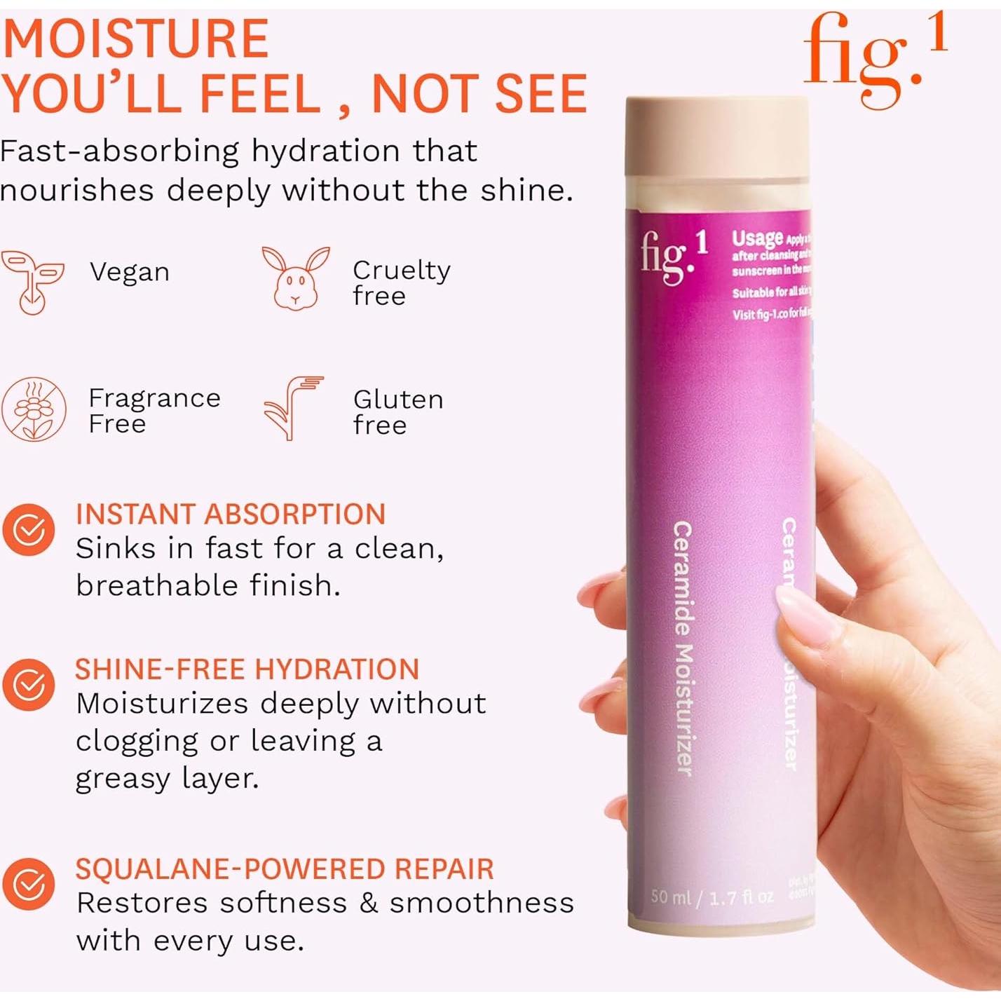 Hidratante Facial de Ceramida Fig.1 50 ml - Vegano y Sin Fragancia