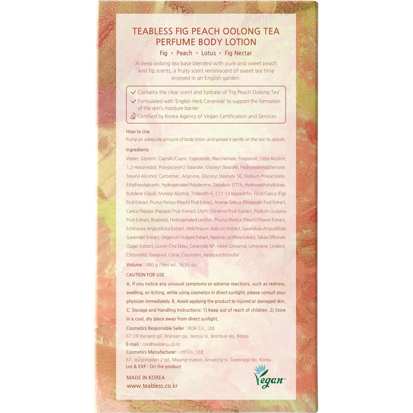 Loción Corporal Hidratante TEABLESS 500ml Higo y Durazno