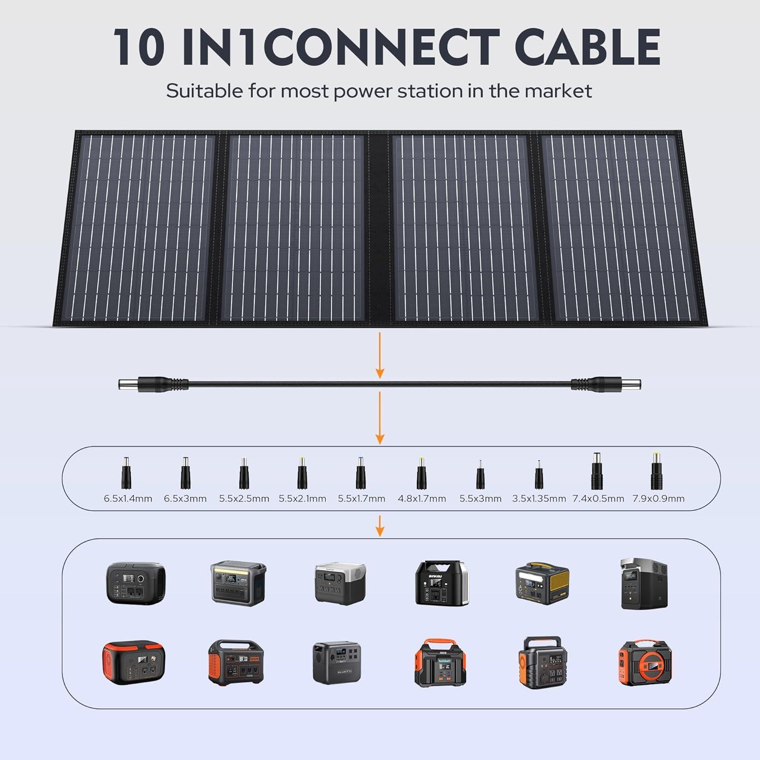 Cargador Solar Plegable EnginStar 60W DC 18V para Generadores