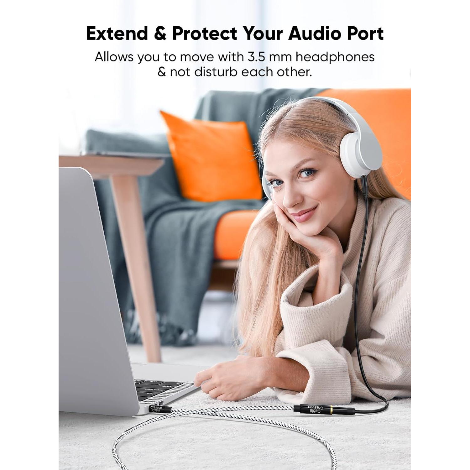 Cable de Extensión de Audio 3.5mm CableCreation 3m con Mic