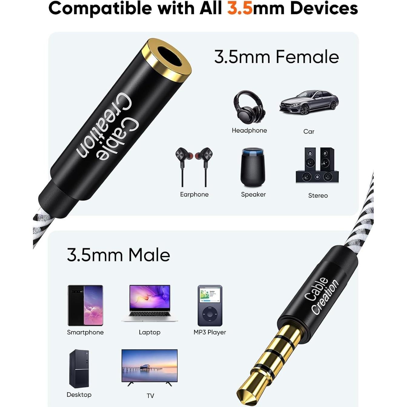 Cable de Extensión de Audio 3.5mm CableCreation 3m con Mic