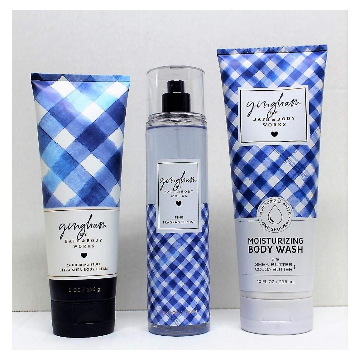 Set de Regalo Gingham 3 Piezas Bath and Body Works - Crema, Bruma y Gel