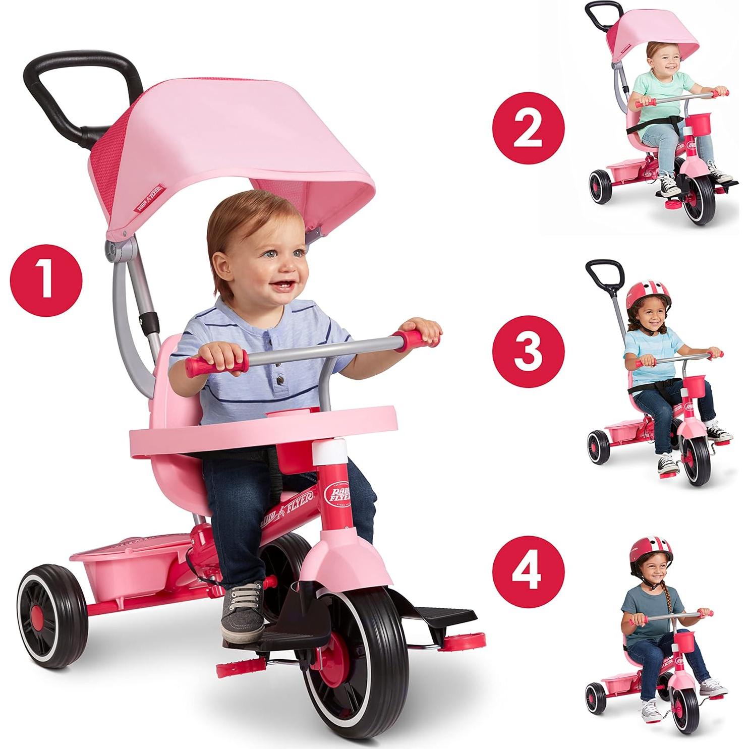 Triciclo Radio Flyer Paseo 'N Trike Rosa 4 en 1 para Niños