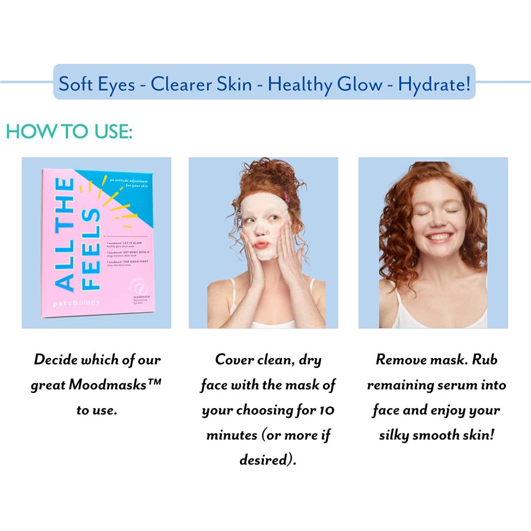 Mascarillas de Tela Patchology - Hidratantes y Revitalizantes - Juego de 3