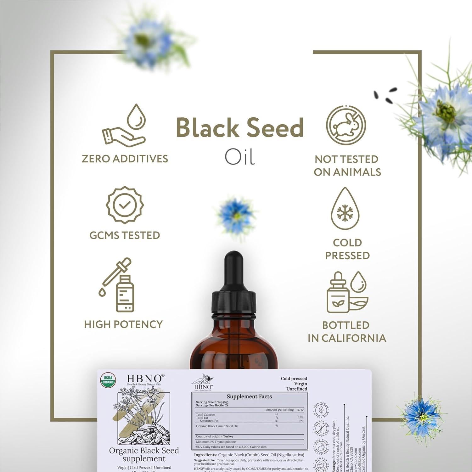 Aceite de Semilla Negra Orgánico HBNO 120ml Prensado en Frío