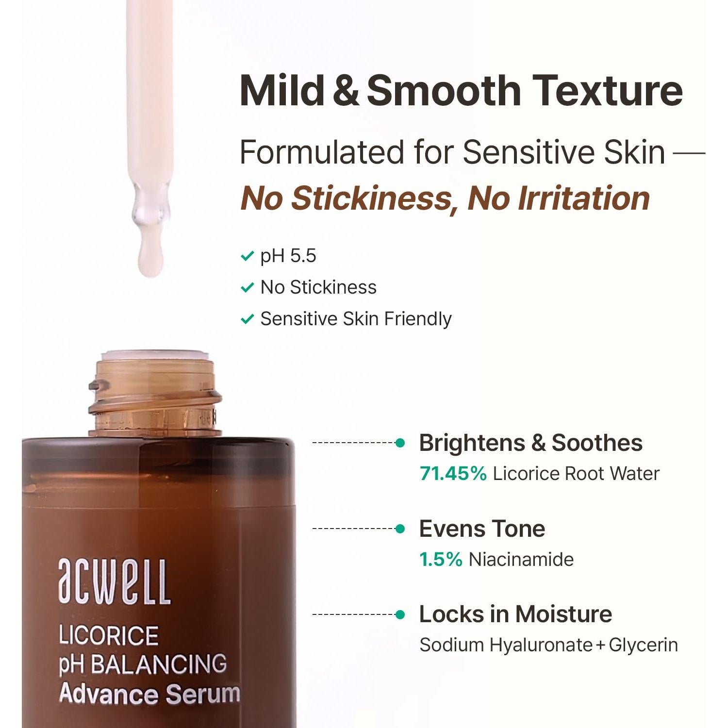 Suero Facial Acwell Regaliz 30 ml - Hidratante y Equilibrante pH