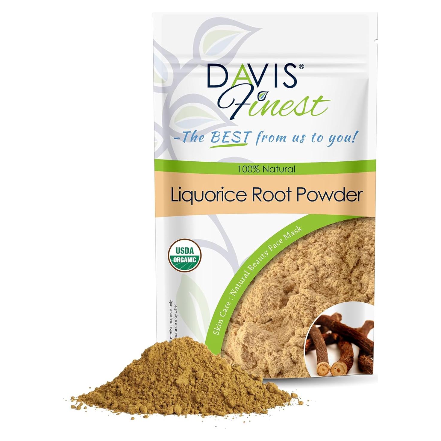 Polvo de Raíz de Regaliz Orgánico Davis Finest 100g - Aclarado de Piel