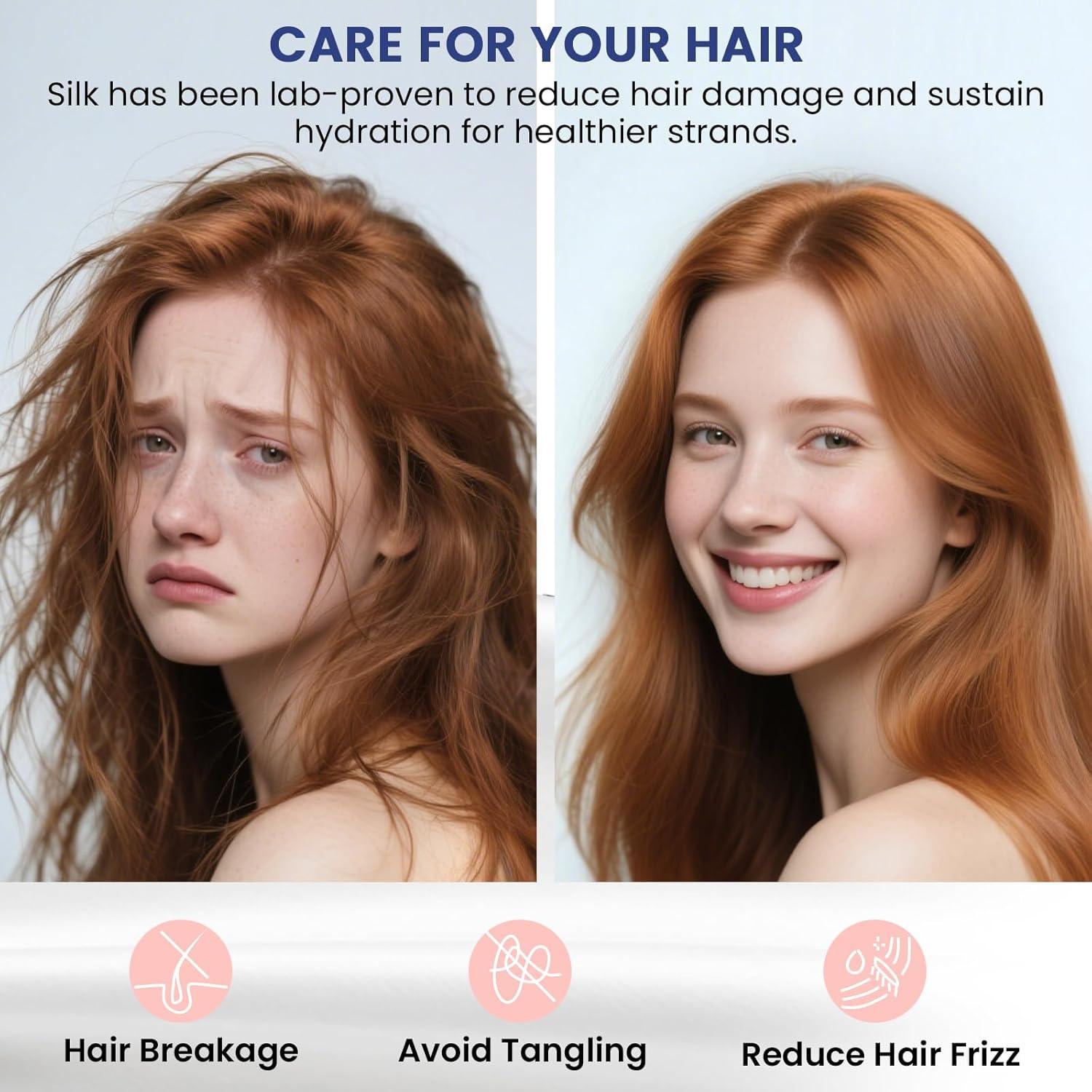 Funda de Almohada de Seda Ravmix Reina 50.8x76.2 cm Blanca