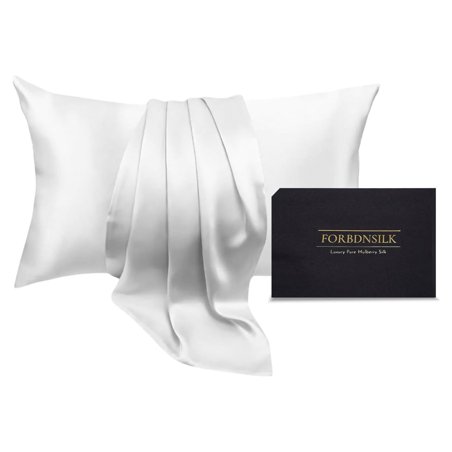 Funda de Almohada de Seda 100% Morera FORBDNSILK Rey Blanco